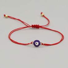 1 pieza Pulsera de ojo de diablo de moda de verano, pulsera ajustable trenzada roja con cuentas de ojo de diablo, pulsera amuleto de la suerte, adecuada para uso diario y accesorios, regalo de playa para ella, regalo del Día de San Valentín - Multicolor - Ver 6