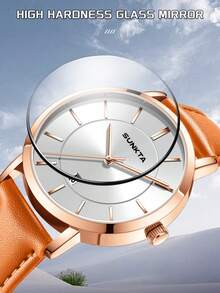 SUNKTA LIGE 时尚女士腕表，精致独特设计，石英表，生活防水，女士节日礼物 - 玫瑰金 - 查看 8