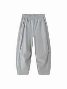 Balabala 儿童速干轻便夏季长裤，男女童均适用，透气弹力腰带休闲长裤 - 品灰 - 查看 1