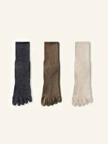 1/3/5/6 pares de calcetines de mujer de media caña con amortiguación y dedos divididos, multicolores, versátiles para primavera, verano, otoño e invierno - Multicolor - Ver 15