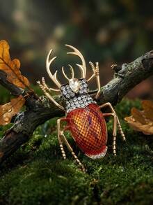 Broches de escarabajo con esmalte y rhinestone - Alfileres de insectos de lujo para mujeres, accesorios de joyería casual para fiestas / regalos para amigos, insignias decorativas - escarabajo - Ver 10