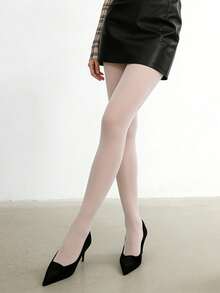 1Pair Women's White Nude Tights - Sheer Neutral & Stretchy, Everyday Essential Leggings For Bridal, Office & Casual Chic - White - View 7