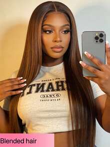 180% Density 13x4 Lace Front Wig, Pre-Plucked With Baby Hair, 13x4 Straight High Definition Transparent Lace Front Wig, Women's Bob Wig, 8 Inches - 36 Inches, Brown - Brown - View 1