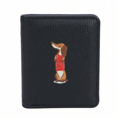 Cartoon Puppy Short Wallet, Minimalist Multi-Card Holder Slim Coin Purse For Women/Students