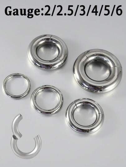 1 chiếc khuyên mũi septum bằng thép không gỉ 316 kiểu Punk, có bản lề đơn, dạng vòng chia đoạn, kích thước lớn, chất lượng cao, có trọng lượng chắc chắn, dùng để trang trí lỗ xỏ tai hàng ngày.