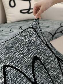 一套简约印花沙发套和配套靠垫套，现代简约弹力透气牛奶丝全包覆式沙发套，适用于客厅，四季皆宜 - 彩色 - 查看 5