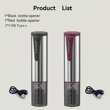 Feizsmile Electric Wine Bottle Opener, Rechargeable Wine Opener For Red Wine, USB Charging One-Button Automatic Wine Bottle Opener, Suitable For Wine Lovers Gift, Home Kitchen Party Bar Wedding Use (Stainless Steel Finish)! - Multicolor - View 12