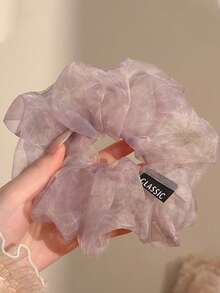 1pc Cloud Bubble Mesh Hair Scrunchie, Elegant Hair Tie, Ponytail Holder Hair Accessory - Multicolor - View 3