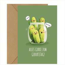 Vielucks Funny Birthday Card (With Envelope), Amusing Gift For Boyfriend, Women, Men, Funny Gift, Birthday Card, Birthday Card (Cucumber) - A - View 2