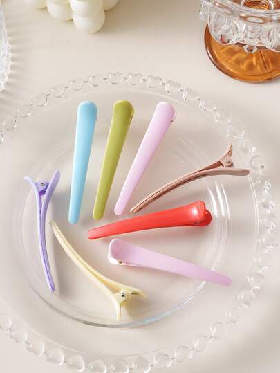 8pcs/Set Colorful Plastic Seamless Hair Clips For Girls, Side Bangs & Flyaway Hair Claw Clips, Cute & Sweet Style Hair Accessories, Suitable For Daily Use