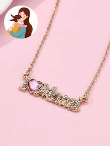 1件时尚优雅的母亲节礼物“我爱妈妈”吊坠项链，适合日常佩戴、送礼、节日佩戴 - 金色 - 查看 4