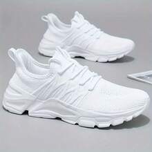 Herren modische, atmungsaktive Mesh-Schnürsneaker für den Lässig-Bereich - Weiss - Übersicht 3