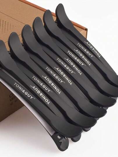 12 chiếc kẹp tóc mỏ vịt màu đen, bề mặt chống trơn trượt, kích thước lớn, thích hợp để tạo kiểu và nhuộm tóc - Lý tưởng cho các salon tóc chuyên nghiệp, tiệm cắt tóc, kẹp tạo kiểu, kẹp nhựa.