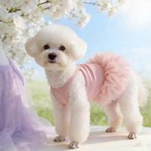 1pc Elegant Ballet Tulle Dress Pet Dog Clothes, Princess Dress Sleeveless Romantic Party Outfit, Suitable For Small Dogs, Cats, Cool Spring/Summer - Pink - View 3