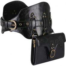 Renaissance Belt Pouch Medieval Viking Pirate Leather Belt Bag Skirt Hike Halloween Cosplay Costume Accessories(Brown) - 腰部 - 查看 8