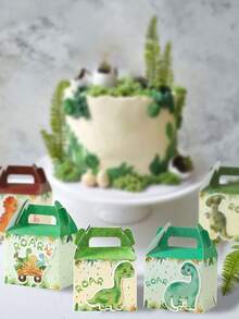 8 hộp quà hình khủng long kèm sticker hình động vật, 8 hộp kẹo giấy hình khủng long gầm gú, hộp quà giấy hình khủng long kỷ Jura dễ thương có tay cầm, thích hợp làm quà tặng cho tiệc mừng em bé chào đời, tiệc tiết lộ giới tính, tiệc sinh nhật, hộp đựng quà, đồ dùng cho tiệc sinh nhật lần thứ nhất. - Khủng long - Xem 8