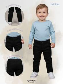 Baby Formal Twill Pants For Wedding Baptism With Adjustable Elastic - 黑色 - 查看 5