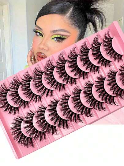 10对8D蓬松假睫毛，专为睫毛嫁接设计，柔软、吸睛、舒适且持久。