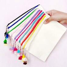 1/5/10/20 Stück Set, Boho-Stil bunte Quasten Dekor Leinwand Geschenktüten, Mehrzweck Federmäppchen, Kosmetiktasche, Kulturbeutel Set, Geschenkverpackungstüten für Schule, Abschluss, Geburtstag, Feiertags-Party, Hochzeit, Junggesellinnenabschied, Reise, Jubiläumsfeier, Gastgeschenktüten - Übersicht 7
