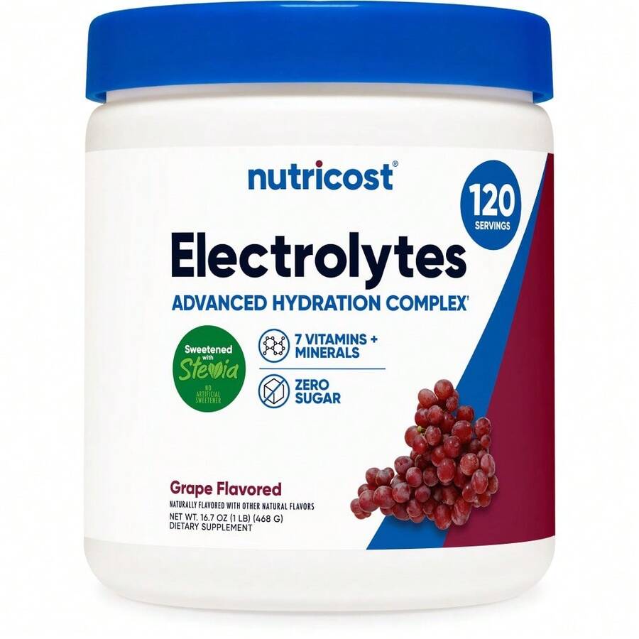 Nutricost Electrolyte Complex Powder (120 Servings, Fruit Punch) - Hydration Supplement Drink Mix With Vitamins And Minerals - 葡萄 - 查看 1