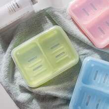 2-Slot Soap Dish, Bathroom Countertop Soap Holder With Drainage Design, Sealed Design Bathroom Accessory - Multicolor - View 13