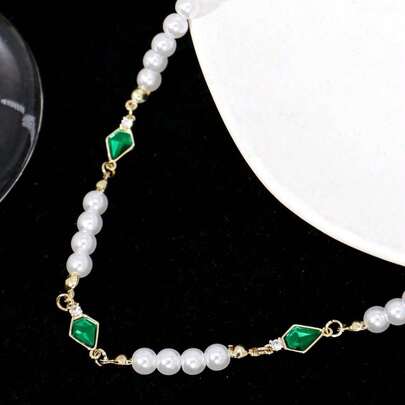 1 chiếc vòng cổ hạt cườm sang trọng phong cách Pháp cổ điển, lãng mạn, tối giản dành cho nữ