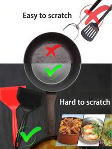 不粘硅胶铲，耐热厨房烹饪用具，适用于煎锅，非常适合煎蛋、煎饼、汉堡、鱼，可用洗碗机清洗 - 彩色 - 查看 3