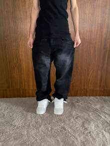 Premium Black Balloon Pants | Exclusive Visionaries Streetwear Baggy Jeans - Black - View 14