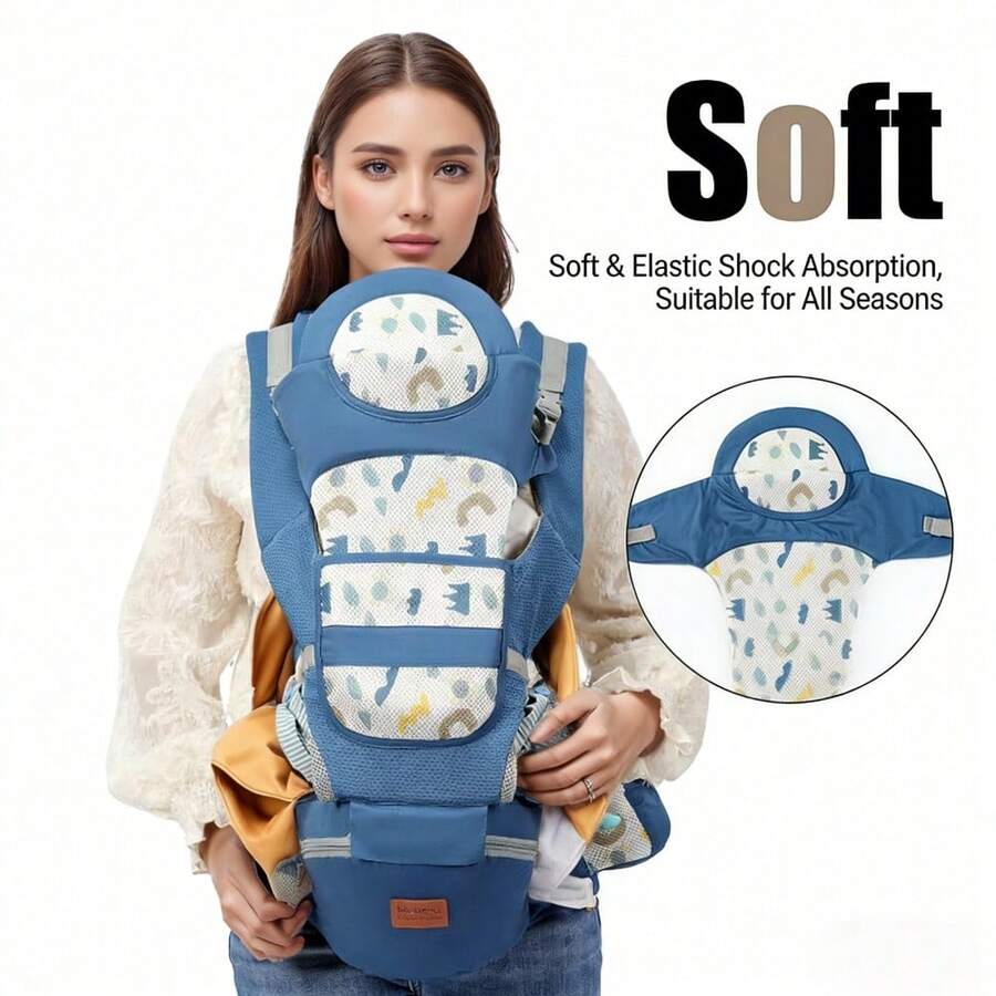 4-In-1 Baby Carrier Waist Stool, Lightweight Multifunctional Infant Carrier For Outdoor Use, All Seasons - Royal Blue - View 1