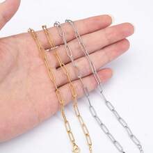 Bộ 5 dây chuyền hình oval bằng thép không gỉ, dài 45cm, có khóa càng cua nối dài, thích hợp để tự làm trang sức. - Chuỗi DIY - Xem 10