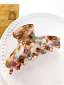 Acetic Acid Simple Basic Semicircular Classic Versatile Hair Clip Bun Hair Claw Fashionable Small Hair Claw 1pc - Multicolor - View 9