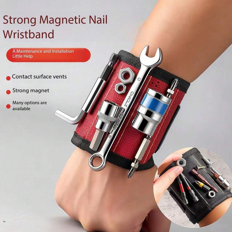 Magnetic Tool Wristband - Hold Screws, Nails & Drill Bits Securely | Must-Have DIY Accessory For Handymen, Dads & Moms | Hands-Free Tool Organizer