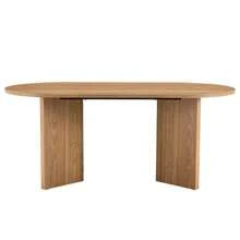 Mesa de comedor de 180 cm para cuatro a seis personas, mesa de cocina ovalada, mesa de comedor redonda moderna de estilo rústico, adecuada para el comedor, la cocina y la sala de estar. - Caqui - Ver 8