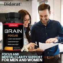 Cápsulas de suplemento cerebral - Con vitaminas, tiamina, niacina - Para la memoria, el enfoque y la concentración, 120 cápsulas - 1 botella - Ver 6