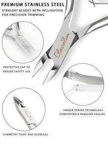 OLASALON Silver Cuticle Trimmer, Professional Sharp Stainless Steel Material, Durable, Double Spring Design, Suitable For Trimming Fingernails, Toenails And Cuticles, Manicure Tool - Grey - View 3