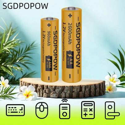 SGDPOPOW AA/AAA NiMH-batterier 2600mAh/960mAh stabil strömförsörjning, lämplig för leksaker, dörrlås och diverse elektroniska produkter