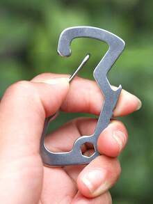 1 pieza Abridor de botellas tipo D pequeño de acero inoxidable con gancho de resorte, mosquetón multifuncional, cuerda antiperdi da, herramienta de montañismo, llavero, accesorio de llavero, llavero para hombres y mujeres, cadena de billetera, regalo de cumpleaños para amigos - Multicolor - Ver 3