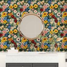 1卷可爱彩色植物花卉壁纸，时尚印花少女主题壁纸，精致室内装饰膜，适用于房间橱柜的翻新装饰壁纸，各种房间厨房墙面装饰壁纸，易于安装和移除，手工工艺膜 - 花卉 - 查看 3