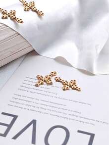 1/5件装十字架吊坠项链，波西米亚风格日常佩戴饰品 - 金黃色 - 查看 3