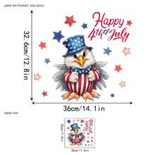 1PC Star-Spangled Banner Style Independence Day Glass Sticker, American National Day Bald Eagle Decorative Window Sticker, Suitable For Bedroom Living Room Study Holiday Decoration Atmospheatic Sticker, Removable PVC Window Decal - Multicolor - View 4