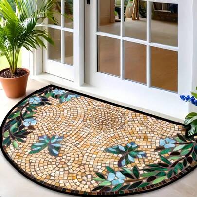 1 tấm thảm chùi chân giả vân gỗ màu be, họa tiết hoa, thảm nhỏ, thảm chào đón, thảm trải sàn, thảm lót sàn ngoài trời, thảm nhà bếp, đồ trang trí nhà cửa, thảm cửa trước, thảm trải sàn nhỏ, thảm ngoài trời, đồ trang trí nhà cửa, thảm trải sàn, thảm sân vườn, thảm có thể giặt được.