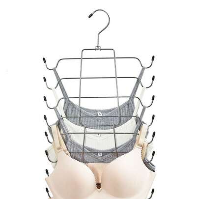 1个多层不锈钢折叠衣架，高效晾晒内衣和胸罩；多功能8/4层收纳架，轻松整理吊带衫；圣诞节、感恩节、新年和情人节等节日的理想礼物；耐用时尚的金属设计，优化您的衣橱空间；这款必备家居用品简化了您的洗衣流程；非常适合小空间和旅行；让您的精致衣物整齐有序，方便取用；每个注重时尚的人都必备的单品。