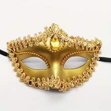 Venetian Beauty Mask Electroplated Diamond-Studded Spray-Painted Princess Mask Halloween Ball Ladies' Eye Mask (The Strap Is Black Or The Same Color As The Mask) (Hand-Glued, The Mask May Occasionally Have Some Glue Residue) - 白色 - 查看 3