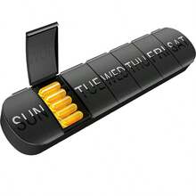 1便士周用药盒，7天用量，每日一次；旅行药盒，7天用量，7个隔层，维生素储存盒；每日用药盒，7天用药分配器，鱼油盒 - 彩色 - 查看 1