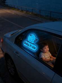 1 pieza Pegatina reflectante de bebé a bordo, calcomanía de advertencia de alta visibilidad de bebé en el coche para automóvil, camión, ventana, parachoques - Multicolor - Ver 2