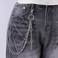 1 chiếc dây đeo eo kim loại phong cách Hip-Hop, dây đeo phụ kiện quần jeans kiểu Punk, mặt dây chuyền hình trái tim độc đáo, thích hợp đeo hàng ngày. - Bạc - Xem 2