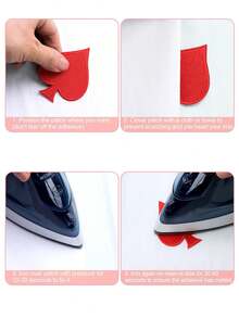 8 片装扑克牌图案布贴，黑桃扑克布贴，可熨烫在衣物上，拉斯维加斯主题刺绣贴花，适用于牛仔裤、帽子、包包、夹克（黑色和红色） - 彩色 - 查看 8