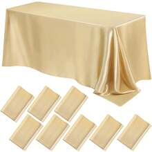 1pc Reusable Satin Tablecloth, Smooth & Soft Tablecloth Suitable For Wedding Banquet, Dinner, Holiday Party, Outdoor Event, Restaurant Table Decor, Multiple Sizes Available - Champagne - View 23