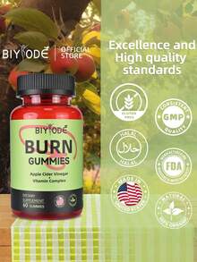BIYODE Burn Gummies - Apple Cider Vinegar Containing Vitamin Complexes, Ketogenic Salts (Sodium And Calcium BHB), Supporting Healthy Weight Goals And Blood Sugar Balance, 60 Vegan Gummies (Non GMO, No Added Sugar) - - - View 6