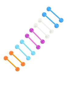 14G 16mm 14mm Khuyên lưỡi thẳng bằng acrylic dẻo phát sáng trong bóng tối, khuyên núm vú bằng nhựa, đồ trang sức xỏ khuyên cơ thể cho nam và nữ 24 chiếc (12 cặp khuyên cỡ 14 gauge) - Nhiều màu - Xem 13